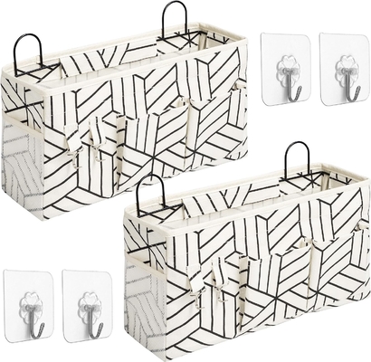 2pcs grand sac de rangement suspendu au mur, porte placard lin tissus poches organisateur, étanche pour le salon chambre à coucher