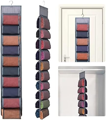 Organiseur de rangement de jambes pour placard, système d'organisateur de placard suspendu, porteuse de placards de vêtements gris avec 20 rouleaux
