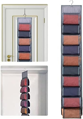 Organiseur de rangement de jambes pour placard, système d'organisateur de placard suspendu, porteuse de placards de vêtements gris avec 20 rouleaux