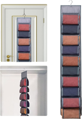 Organiseur de rangement de jambes pour placard, système d'organisateur de placard suspendu, porteuse de placards de vêtements gris avec 20 rouleaux