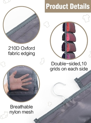 Organiseur de rangement de jambes pour placard, système d'organisateur de placard suspendu, porteuse de placards de vêtements gris avec 20 rouleaux