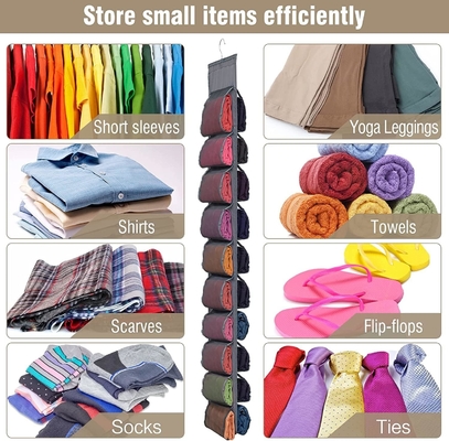 Organiseur de rangement de jambes pour placard, système d'organisateur de placard suspendu, porteuse de placards de vêtements gris avec 20 rouleaux
