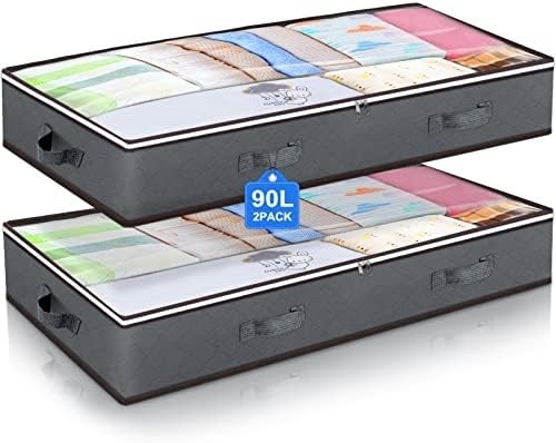 Bouillonnant Joy 90L sous le lit des conteneurs de stockage, des organisateurs de placards et des bacs de stockage, des sacs de stockage pliables sous le lit pour