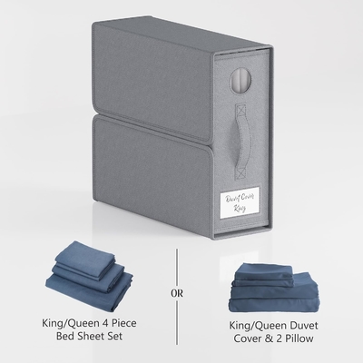 Organiseurs et rangements de draps, 4 paquets, taille reine/roi (gris), organisateur de draps, bacs de rangement en tissu pour draps,
