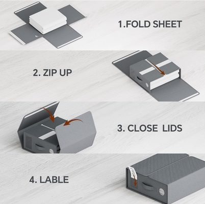 Organiseurs et rangements de draps, 4 paquets, taille reine/roi (gris), organisateur de draps, bacs de rangement en tissu pour draps,