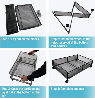 Entreposage sous le lit avec roues Entreposage sous le lit Containers de stockage en métal pliable économisant de l'espace sous le lit Soulier de tiroir