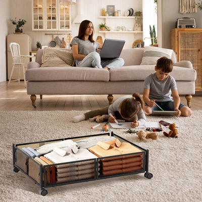 Entreposage sous le lit avec roues Entreposage sous le lit Containers de stockage en métal pliable économisant de l'espace sous le lit Soulier de tiroir