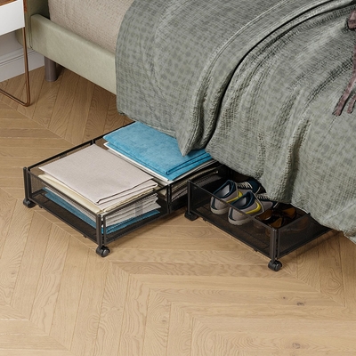 Entreposage sous le lit avec roues Entreposage sous le lit Containers de stockage en métal pliable économisant de l'espace sous le lit Soulier de tiroir