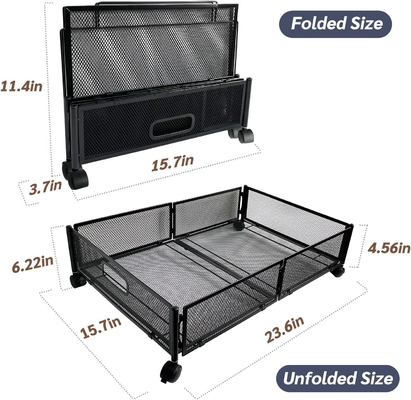Entreposage sous le lit avec roues Entreposage sous le lit Containers de stockage en métal pliable économisant de l'espace sous le lit Soulier de tiroir