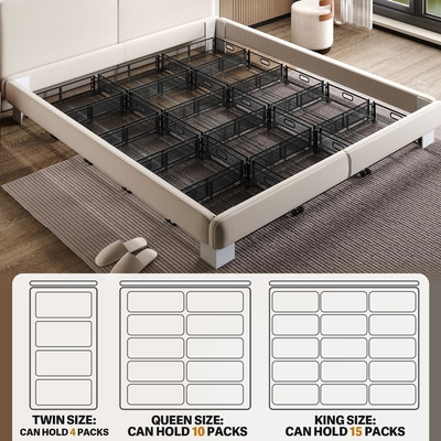 Entreposage sous le lit avec roues Entreposage sous le lit Containers de stockage en métal pliable économisant de l'espace sous le lit Soulier de tiroir