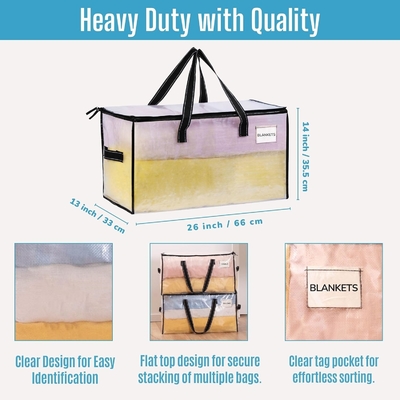 VENO 6 Pack sacs de déménagement, couette et couverture sacs de rangement pour placard, boîtes de déménagement, boîtes avec couvercles alternative,