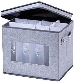 VENO 2 Pack Boîte de rangement en verre de vin avec couvercle et poignées, articles en verre, organiseur chinois, idéal pour les déplacements, le transport.