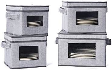 VENO 2 Pack Boîte de rangement en verre de vin avec couvercle et poignées, articles en verre, organiseur chinois, idéal pour les déplacements, le transport.