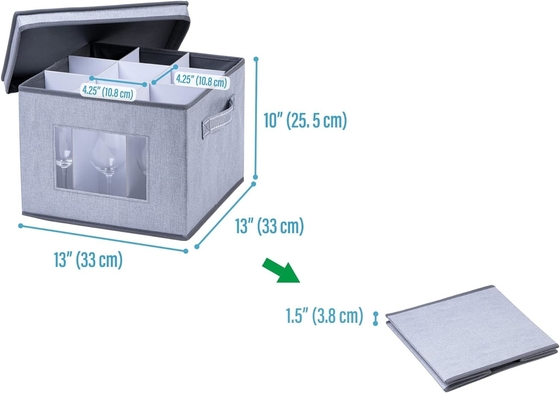 VENO 2 Pack Boîte de rangement en verre de vin avec couvercle et poignées, articles en verre, organiseur chinois, idéal pour les déplacements, le transport.