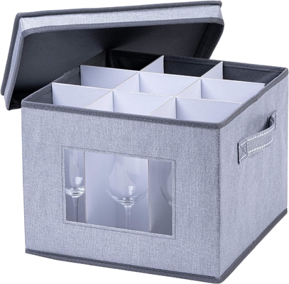 VENO 2 Pack Boîte de rangement en verre de vin avec couvercle et poignées, articles en verre, organiseur chinois, idéal pour les déplacements, le transport.
