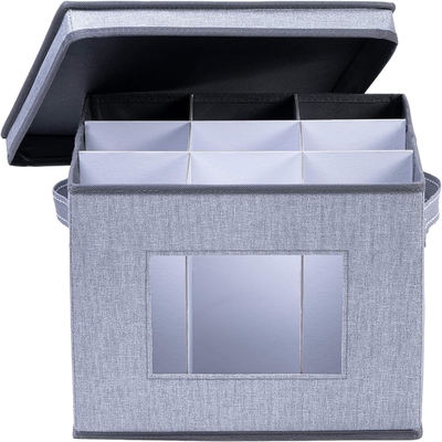 VENO 2 Pack Boîte de rangement en verre de vin avec couvercle et poignées, articles en verre, organiseur chinois, idéal pour les déplacements, le transport.