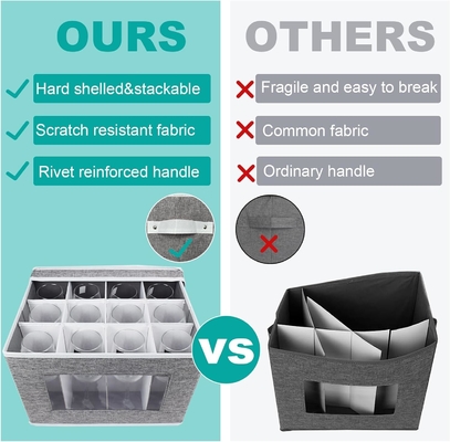 HOMYFORT VIN GLACE BOXE DE REMISSION de contenants de stockage, CHINE BOXE DE REMISSION avec séparateur coque dure pour 12 verre cristallin
