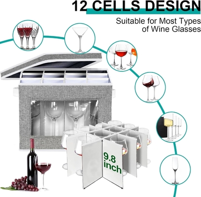 HOMYFORT VIN GLACE BOXE DE REMISSION de contenants de stockage, CHINE BOXE DE REMISSION avec séparateur coque dure pour 12 verre cristallin