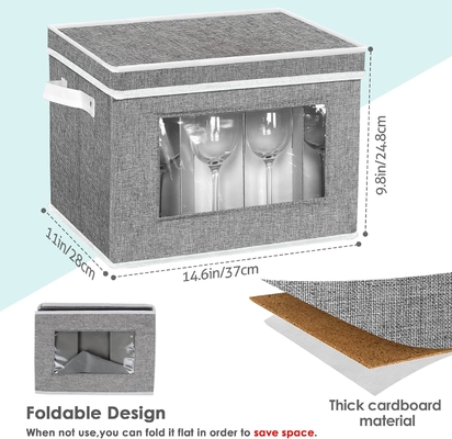 HOMYFORT VIN GLACE BOXE DE REMISSION de contenants de stockage, CHINE BOXE DE REMISSION avec séparateur coque dure pour 12 verre cristallin