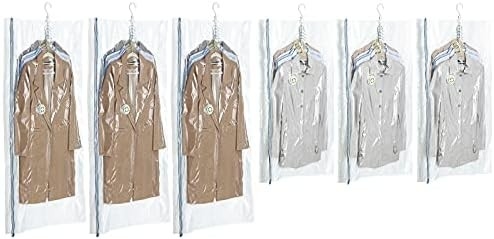 TAILI Sacs de rangement sous vide suspendus Sacs d'économie d'espace, ensemble de 4 (2 longs, 2 courts), sacs d'étanchéité sous vide clairs pour les vêtements