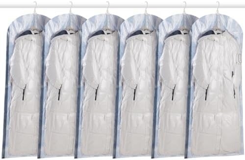 TAILI Sacs de rangement sous vide suspendus Sacs d'économie d'espace, ensemble de 4 (2 longs, 2 courts), sacs d'étanchéité sous vide clairs pour les vêtements