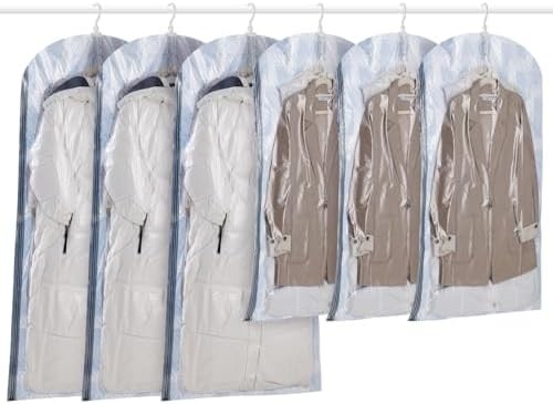 TAILI Sacs de rangement sous vide suspendus Sacs d'économie d'espace, ensemble de 4 (2 longs, 2 courts), sacs d'étanchéité sous vide clairs pour les vêtements
