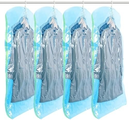 TAILI Sacs de rangement sous vide suspendus Sacs d'économie d'espace, ensemble de 4 (2 longs, 2 courts), sacs d'étanchéité sous vide clairs pour les vêtements