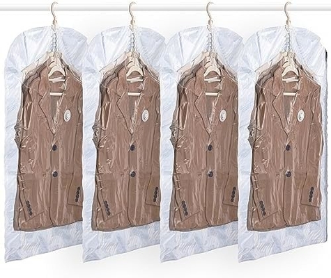 TAILI Sacs de rangement sous vide suspendus Sacs d'économie d'espace, ensemble de 4 (2 longs, 2 courts), sacs d'étanchéité sous vide clairs pour les vêtements