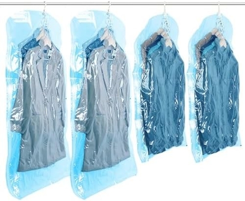 TAILI Sacs de rangement sous vide suspendus Sacs d'économie d'espace, ensemble de 4 (2 longs, 2 courts), sacs d'étanchéité sous vide clairs pour les vêtements