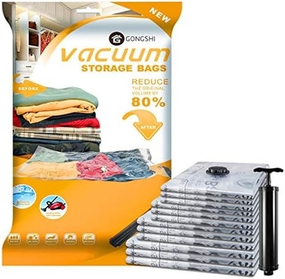 12 sacs de stockage sous vide (3 x jumbo, 3 x grand, 3 x moyen, 3 x petit), sacs de compression avec scellant