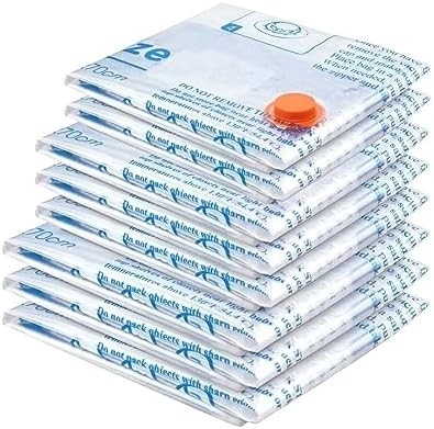 8 sacs de rangement sous vide avec pompe à air électrique,2 jumbo,2 grands,2 moyens,2 petits sacs