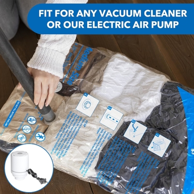 8 sacs de rangement sous vide avec pompe à air électrique,2 jumbo,2 grands,2 moyens,2 petits sacs