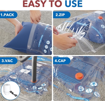 8 sacs de rangement sous vide avec pompe à air électrique,2 jumbo,2 grands,2 moyens,2 petits sacs