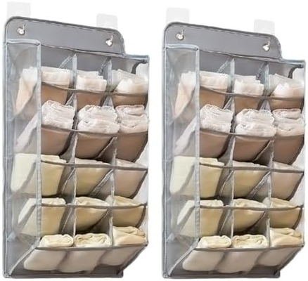 3D NEW DURABLE closet organisateur suspendu avec poches en maille 3D, étagère murale armoire suspendue sac de rangement (BEIGE-2PACK)