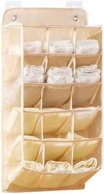 3D NEW DURABLE closet organisateur suspendu avec poches en maille 3D, étagère murale armoire suspendue sac de rangement (BEIGE-2PACK)