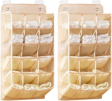 3D NEW DURABLE closet organisateur suspendu avec poches en maille 3D, étagère murale armoire suspendue sac de rangement (BEIGE-2PACK)
