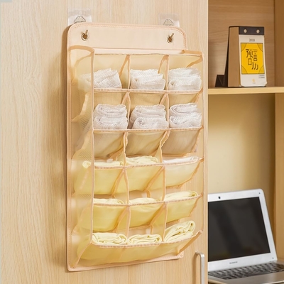 3D NEW DURABLE closet organisateur suspendu avec poches en maille 3D, étagère murale armoire suspendue sac de rangement (BEIGE-2PACK)