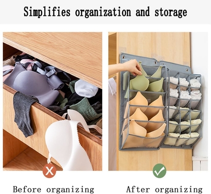 3D NEW DURABLE closet organisateur suspendu avec poches en maille 3D, étagère murale armoire suspendue sac de rangement (BEIGE-2PACK)