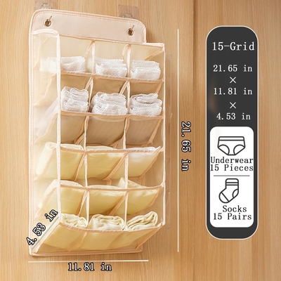 3D NEW DURABLE closet organisateur suspendu avec poches en maille 3D, étagère murale armoire suspendue sac de rangement (BEIGE-2PACK)