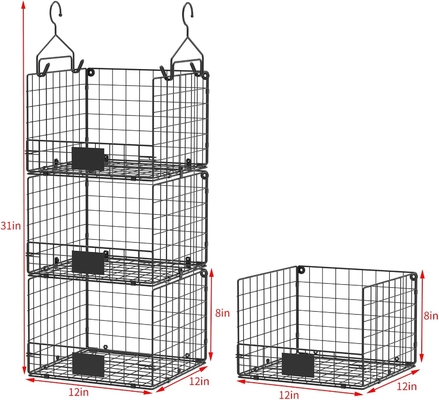 Sonyabecca 3 niveaux organisateur de placard suspendu avec plaque d'immatriculation, vêtements suspendus des étagères 5 S Crochets, monture murale et armoire