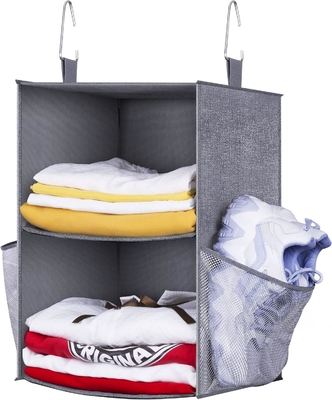 KEETDY 2 étagères organisateur de petit placard suspendu et stockage avec 2 grandes poches de chaussures organisateur d' étagères suspendues pour
