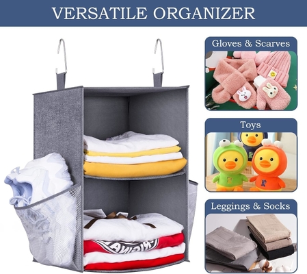 KEETDY 2 étagères organisateur de petit placard suspendu et stockage avec 2 grandes poches de chaussures organisateur d' étagères suspendues pour