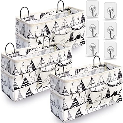 2 pièces de paniers suspendus pour l'organisation, panier de rangement en tissu, organisateur murale pour le placard, la cuisine, la chambre, le bureau,