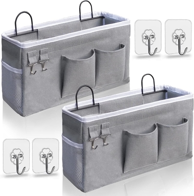 2 pièces de paniers suspendus pour l'organisation, panier de rangement en tissu, organisateur murale pour le placard, la cuisine, la chambre, le bureau,