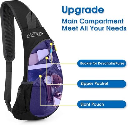 G4Free Sacs à dos Hommes et femmes Sac à dos épaule petit corps croisé Sac à dos à dos poitrine (noir)