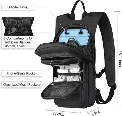 Sac à dos d'hydratation avec une vessie d'eau en TPU de 3L, sac à dos tactique Molle pour hommes femmes, sac d'hydratation pour randonnée
