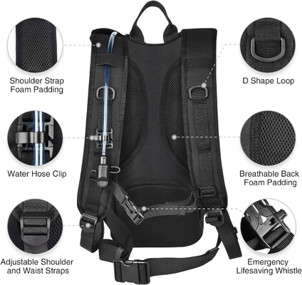 Sac à dos d'hydratation avec une vessie d'eau en TPU de 3L, sac à dos tactique Molle pour hommes femmes, sac d'hydratation pour randonnée