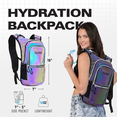 Sojourner Hydration Pack, sac à dos hydratant - Sac à dos d'eau avec 2 litres de vésicule hydratant, festival essentiel - Rave