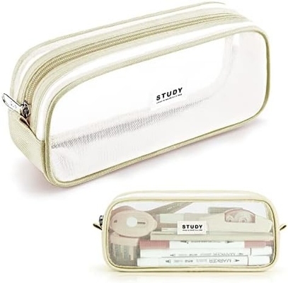 Kalidi Casque à crayon en treillis de grille Casque à crayon de grande capacité Big Pencil Pouch avec fermeture à glissière Sac de papeterie simple stylo esthétique