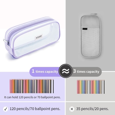 Kalidi Casque à crayon en treillis de grille Casque à crayon de grande capacité Big Pencil Pouch avec fermeture à glissière Sac de papeterie simple stylo esthétique